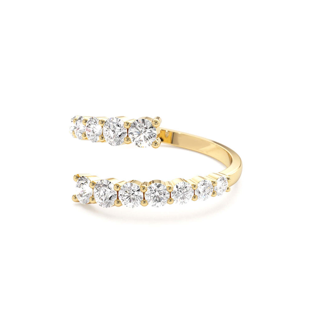 Cross Over Graduated Diamond Wrap Ring in 14K Gold — view 2