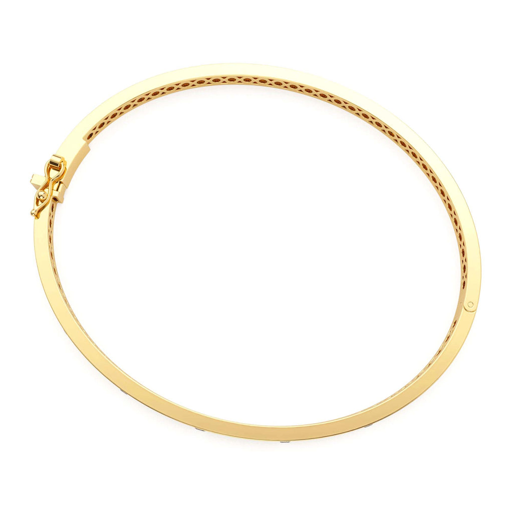 3MM Flat Flush Setting Stacking Diamond Bangle in 14K Gold — view 2