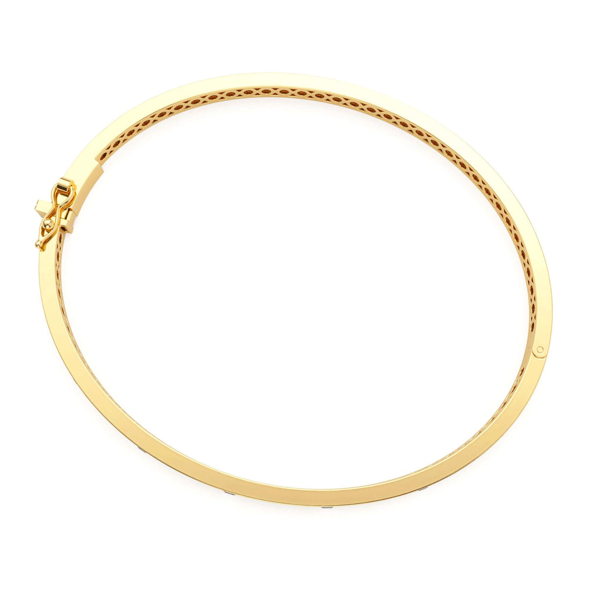 3MM Flat Flush Setting Stacking Diamond Bangle in 14K Gold — view 2
