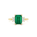 Three Stone Emerald Engagement Ring in 14K Gold — view 1