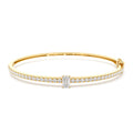 Emerald Cut and Round Diamond Bangle in 14K Gold — view 1