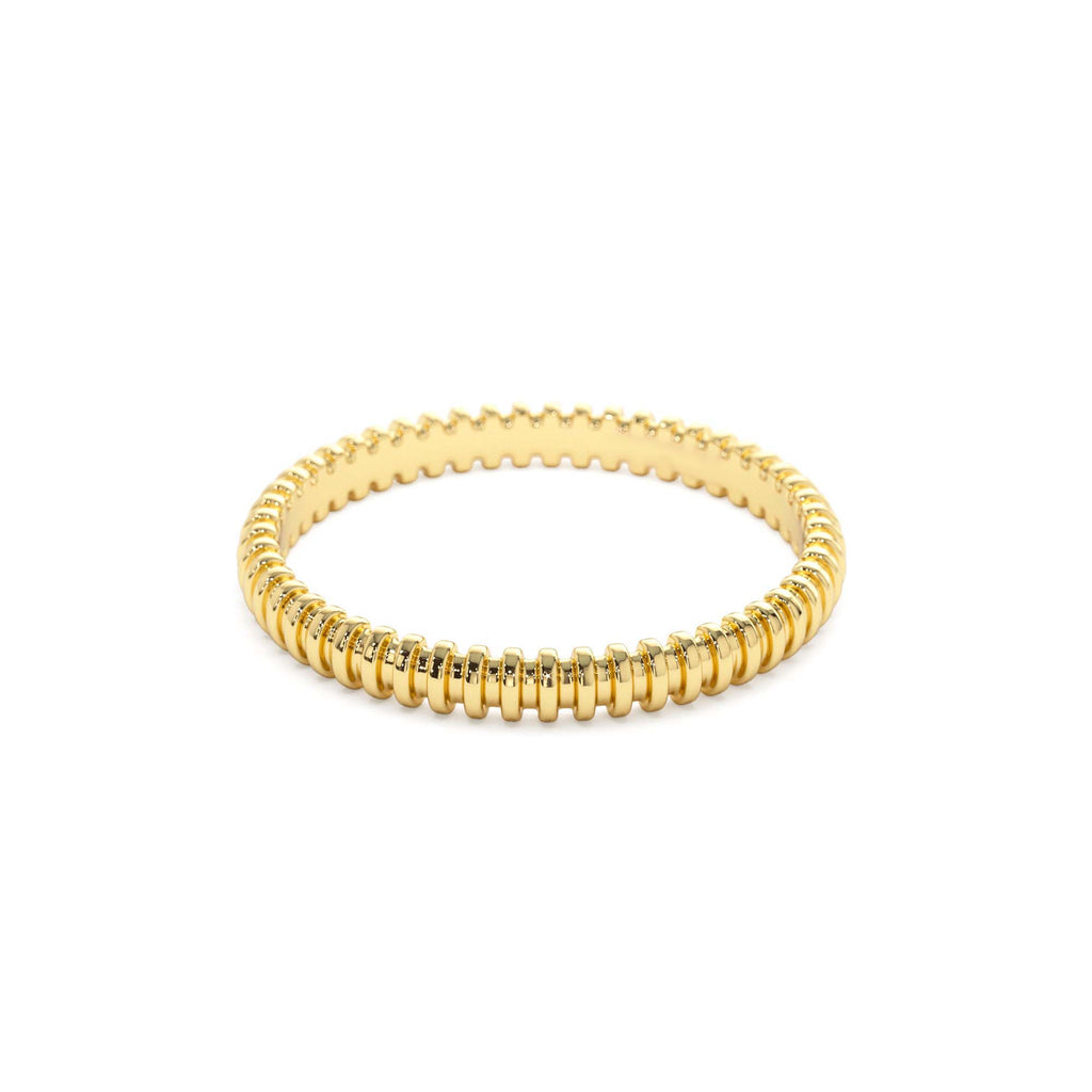 Stackable Ribbed Wedding Band in 14K Gold — view 2