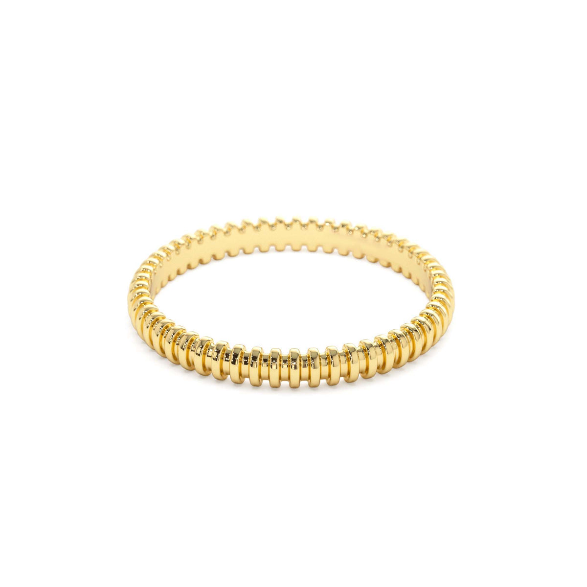 Stackable Ribbed Wedding Band in 14K Gold — view 2