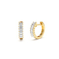 Distinctive Baguette Diamond Huggies in 14K Gold — view 1