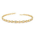 Round and Baguette Diamond Bracelet in 14K Gold — view 1