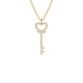 Diamond Heart-Key Pendant Necklace in 14K Gold — view 1