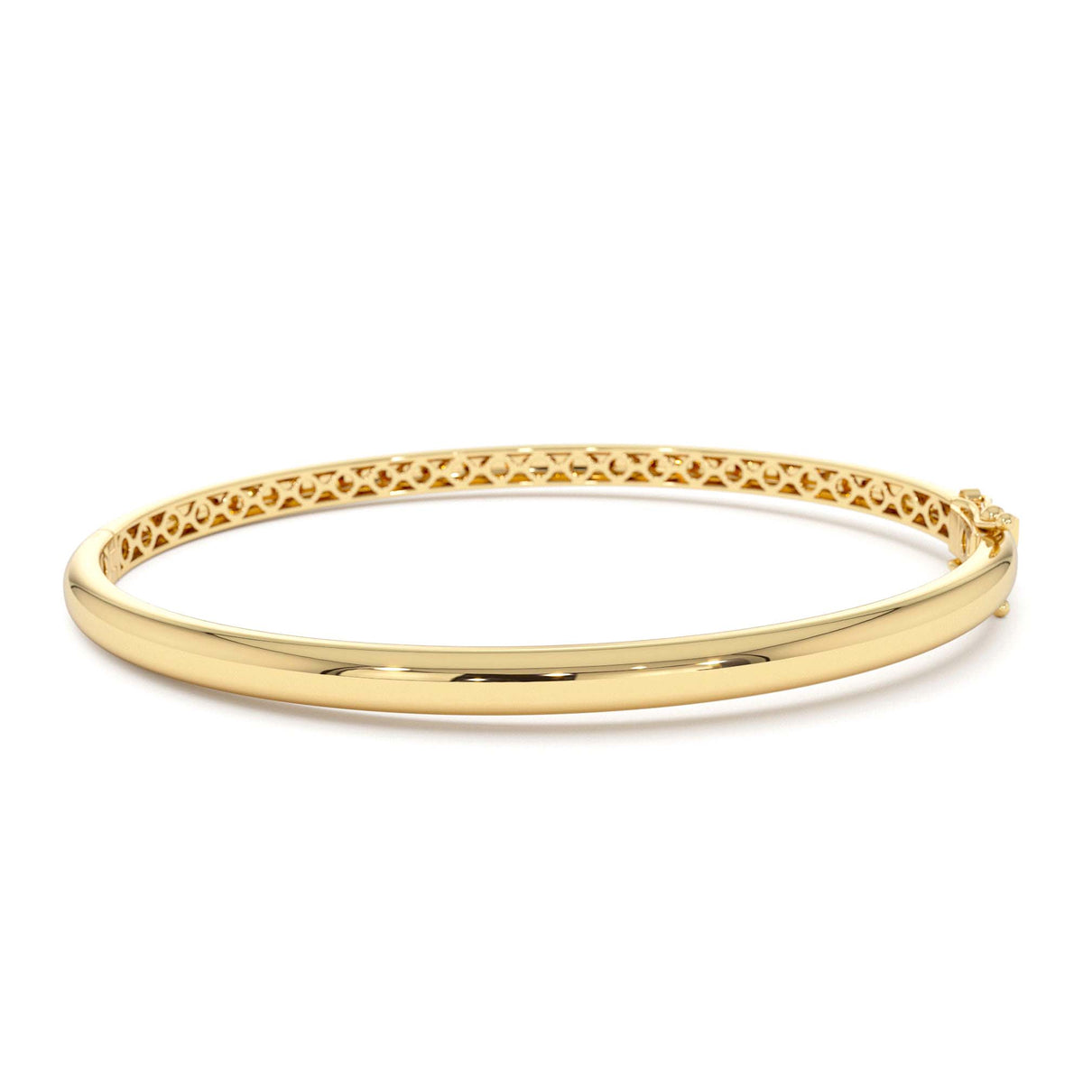 3.5mm Dome Gold Bangle Bracelet in 14K Gold — view 1