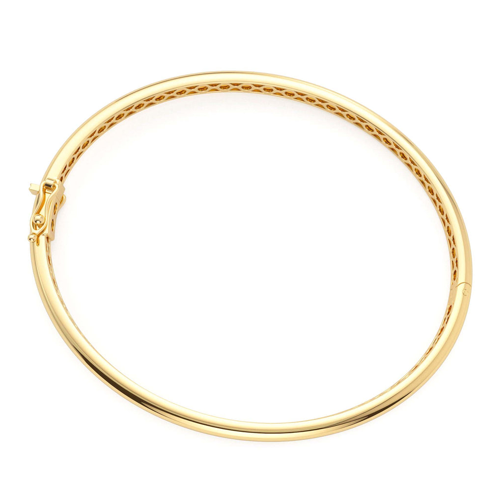3.5mm Dome Gold Bangle Bracelet in 14K Gold — view 2