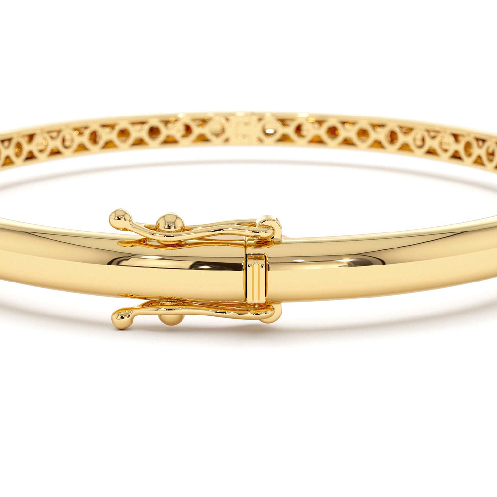 3.5mm Dome Gold Bangle Bracelet in 14K Gold — view 3