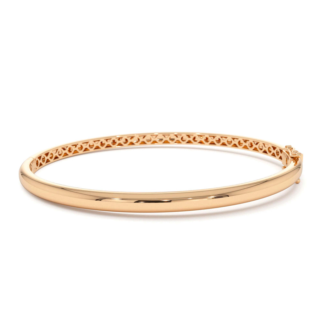 3.5mm Dome Gold Bangle Bracelet in 14K Gold — view 5