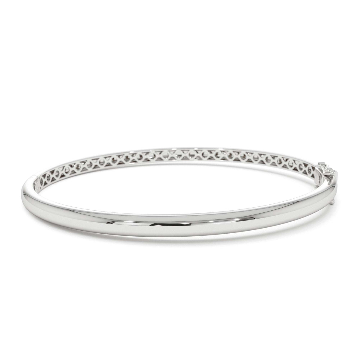 3.5mm Dome Gold Bangle Bracelet in 14K Gold — view 4