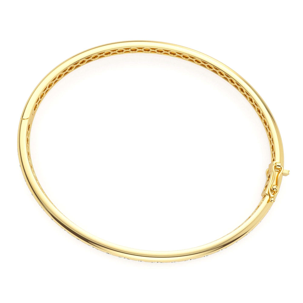 Flush Setting Marquise Shaped and Round Diamond Bangle in 14K Gold — view 2