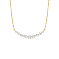 Shared Prong Curved Diamond Necklace in 14K Gold — view 1