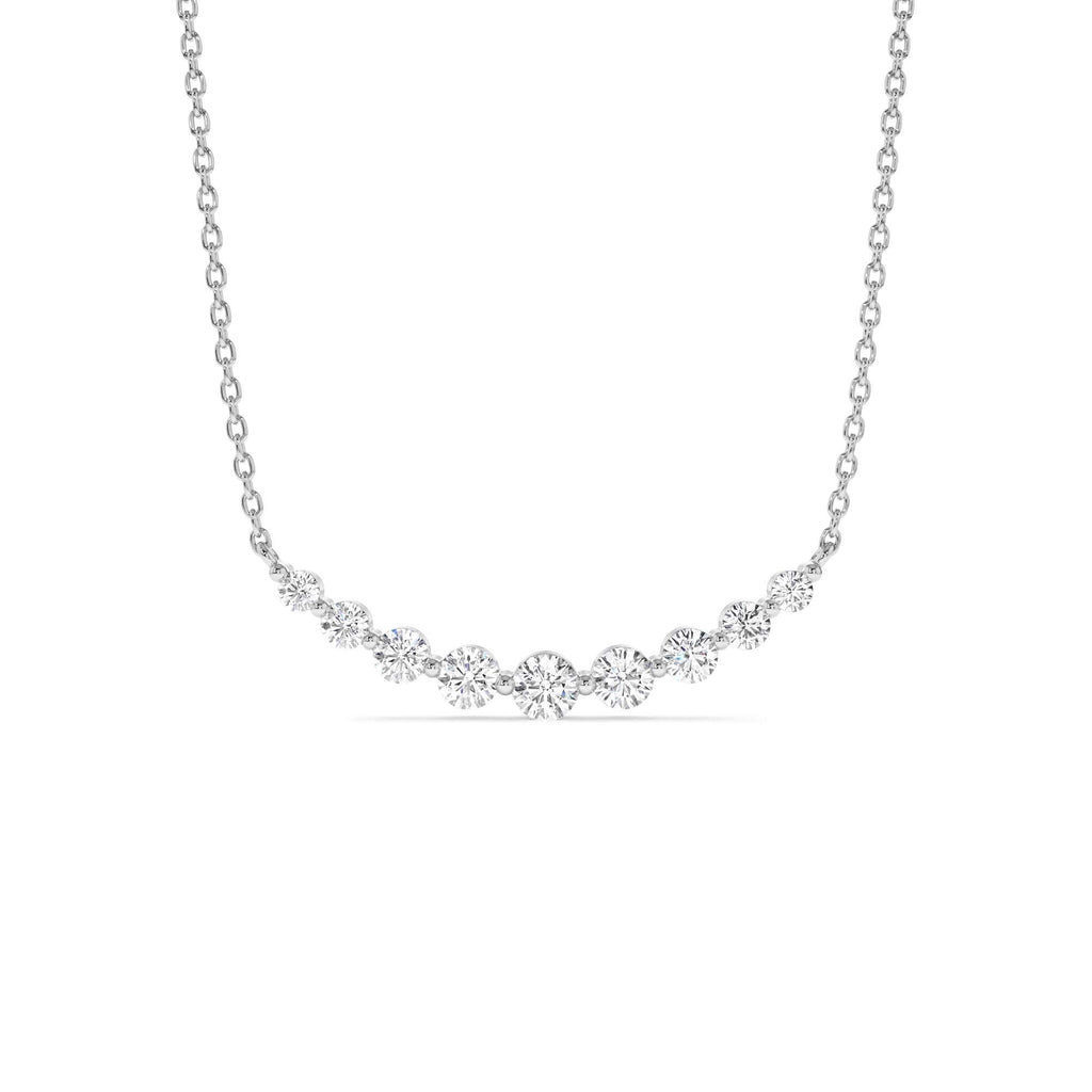 Shared Prong Curved Diamond Necklace in 14K Gold — view 3