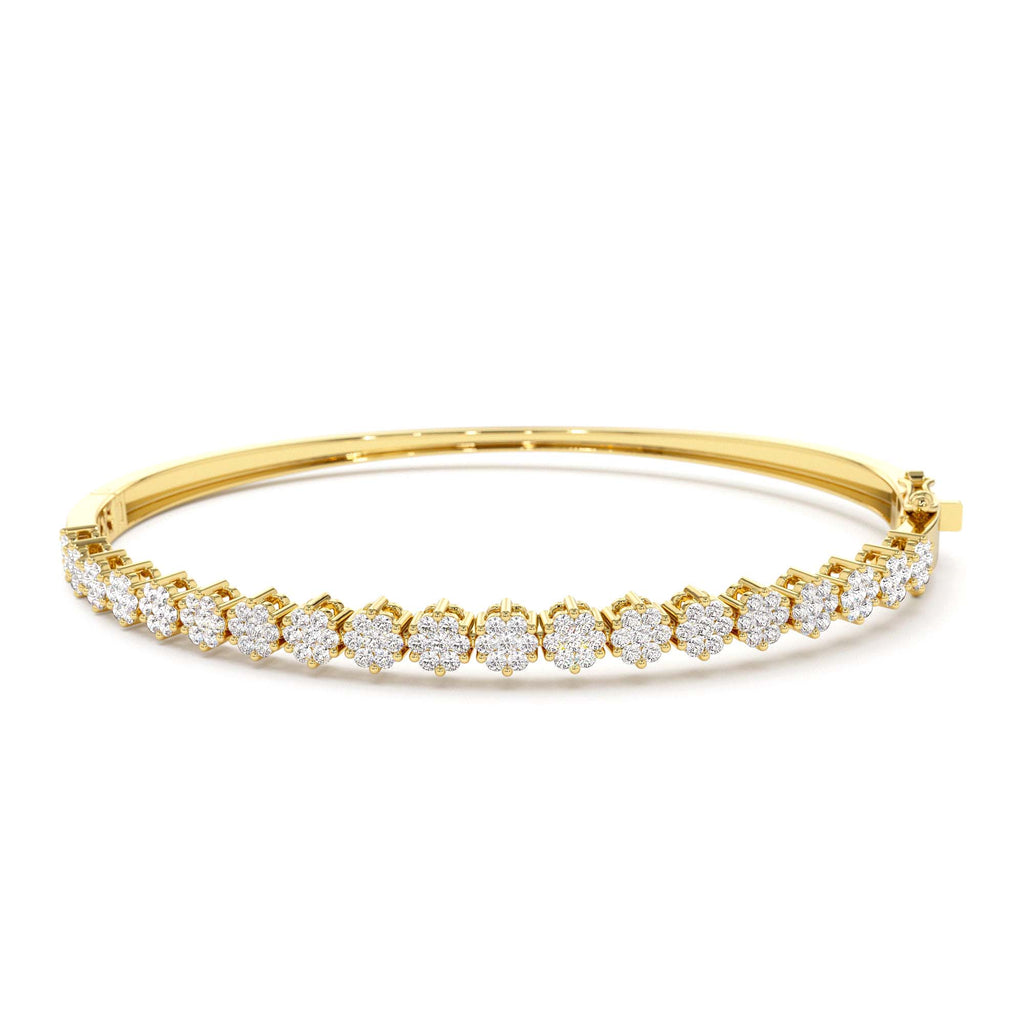 1.15ctw Luxurious Cluster Diamond Bangle in 14K Gold — view 1