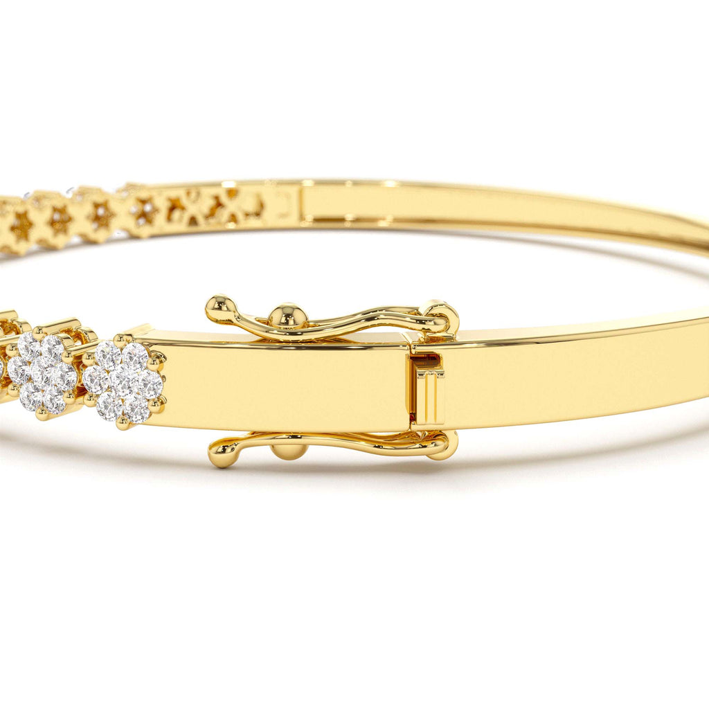 1.15ctw Luxurious Cluster Diamond Bangle in 14K Gold — view 3