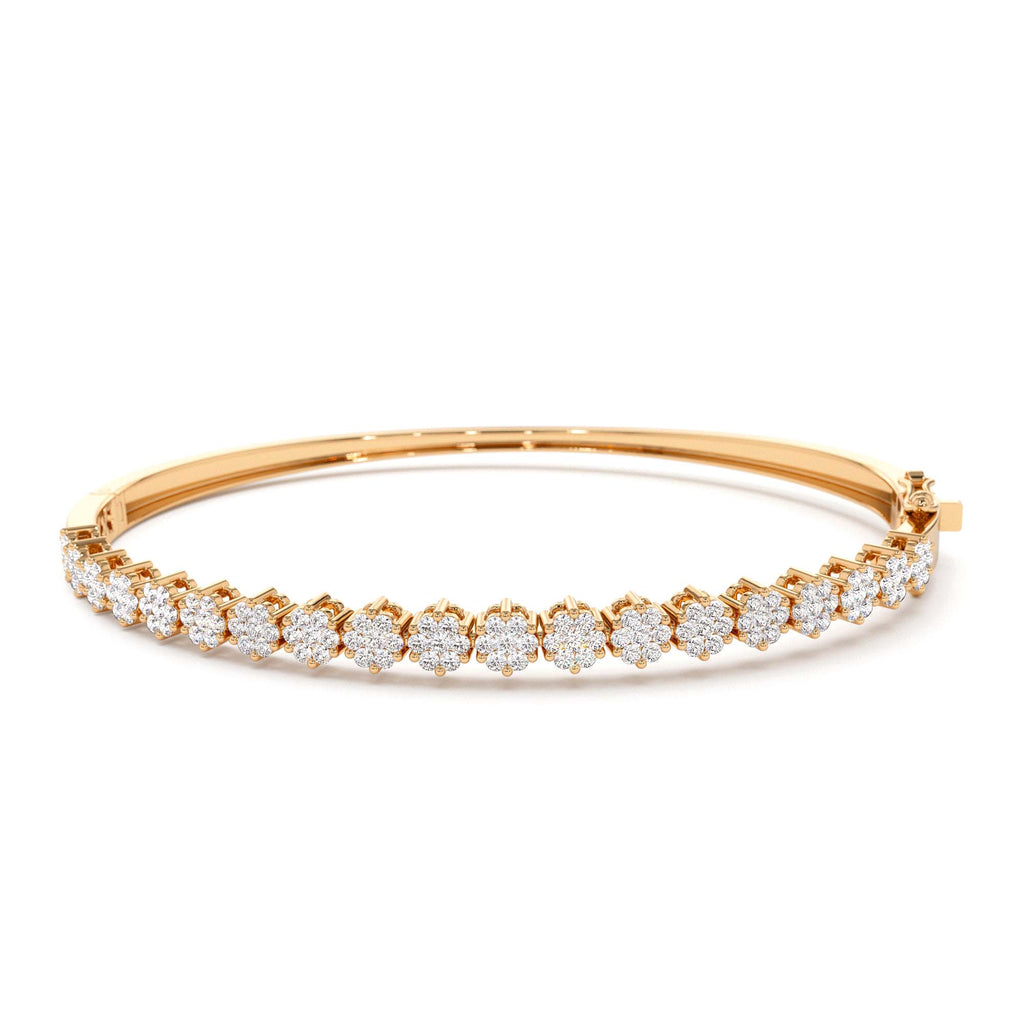 1.15ctw Luxurious Cluster Diamond Bangle in 14K Gold — view 5