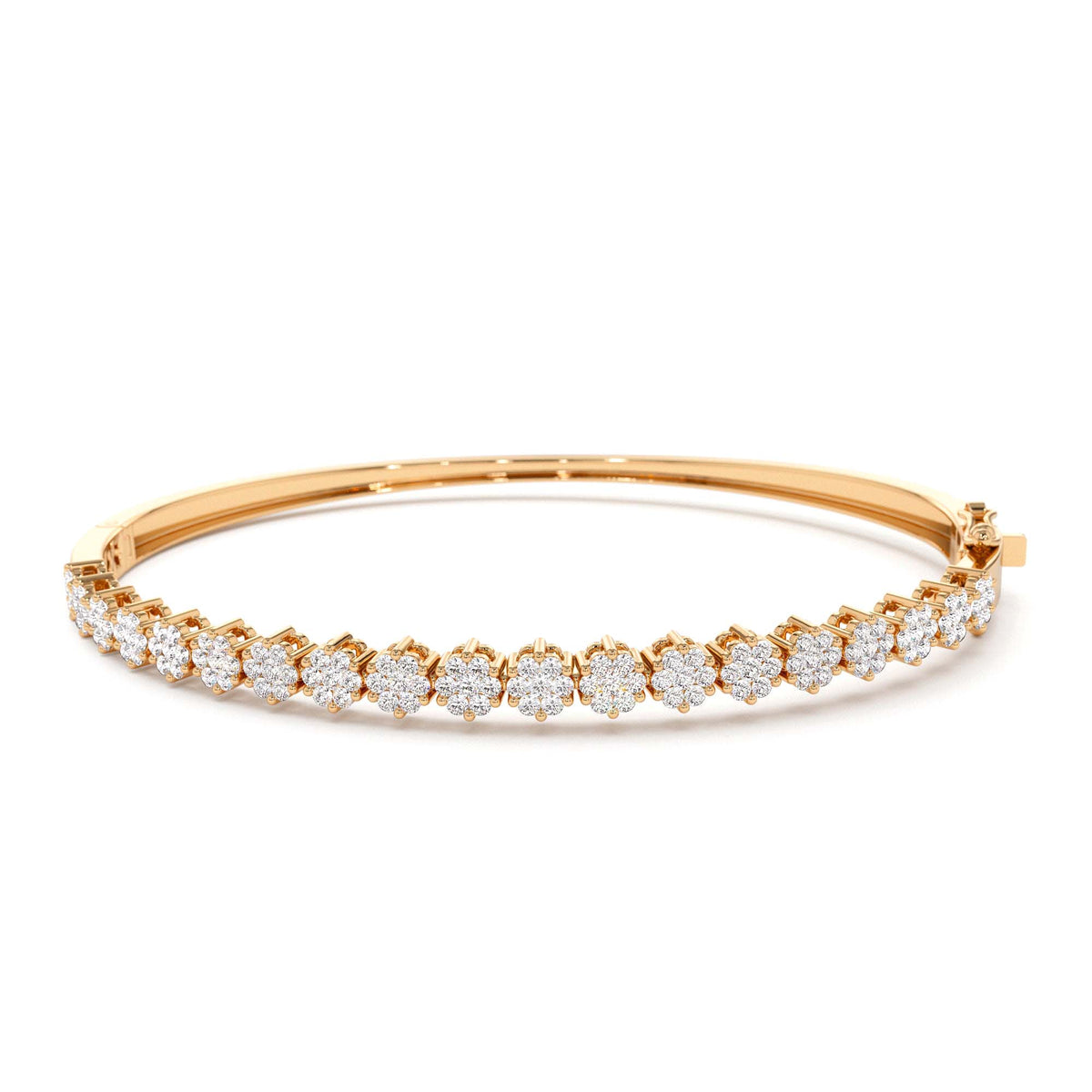 1.15ctw Luxurious Cluster Diamond Bangle in 14K Gold — view 5