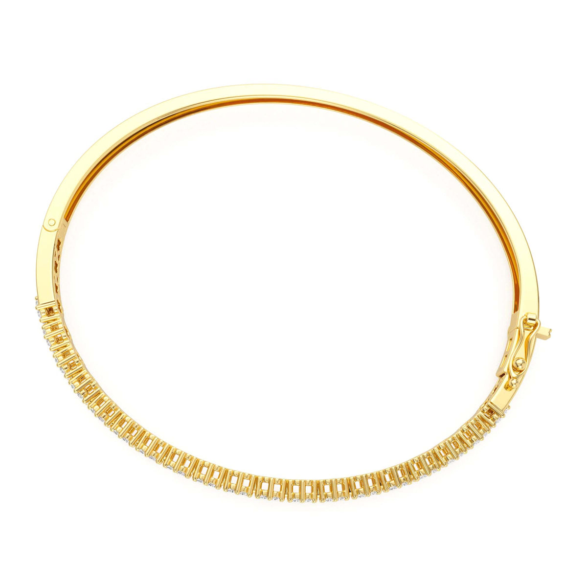 1.15ctw Luxurious Cluster Diamond Bangle in 14K Gold — view 2