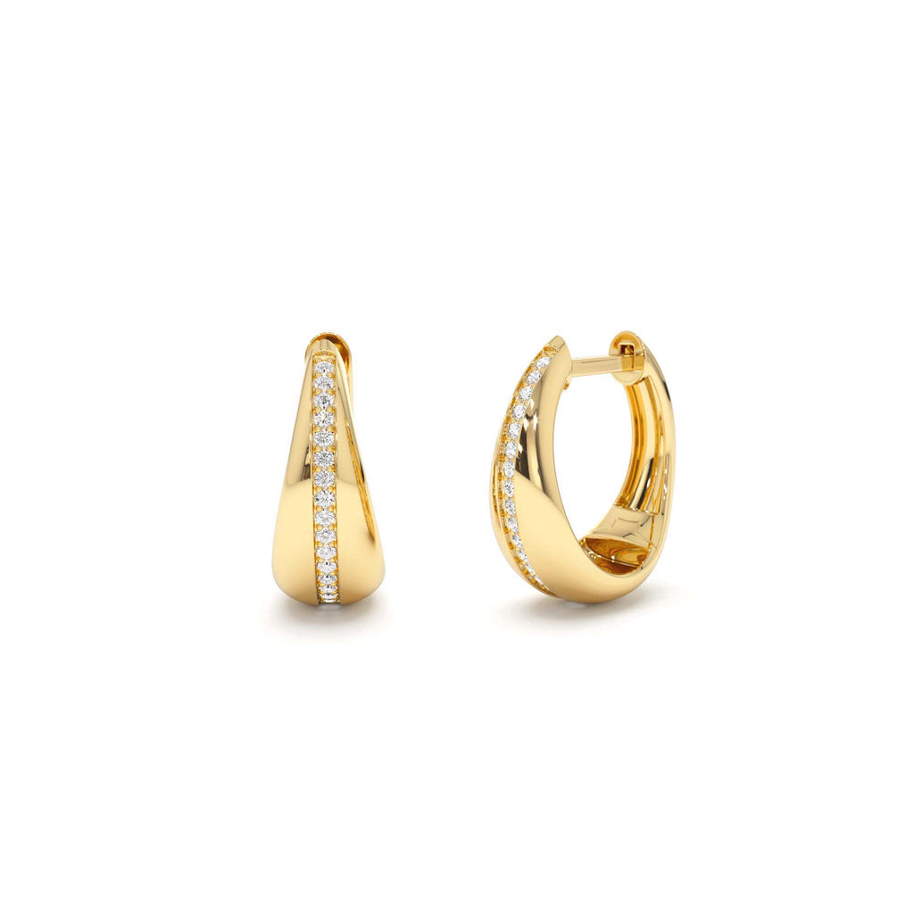Teardrop Diamond Hoop Earrings in 14K Gold — view 1