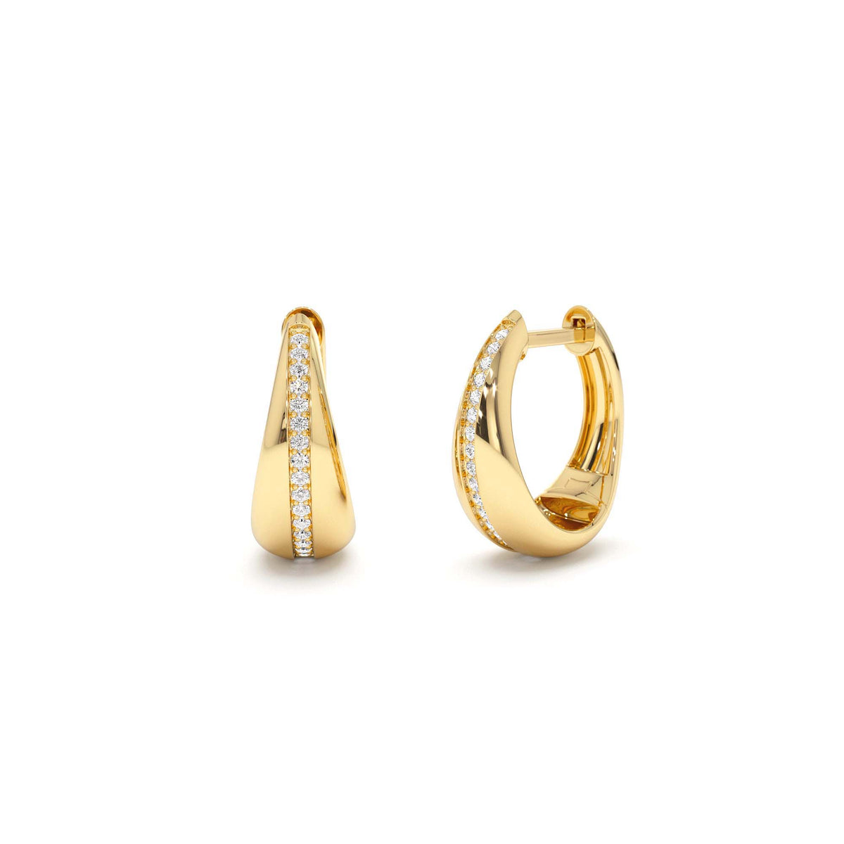 Teardrop Diamond Hoop Earrings in 14K Gold — view 1