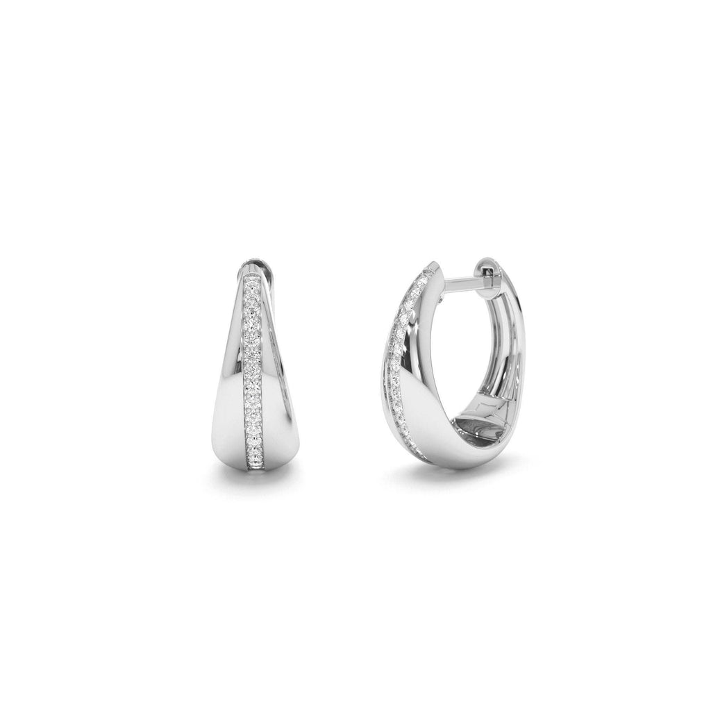 Teardrop Diamond Hoop Earrings in 14K Gold — view 3