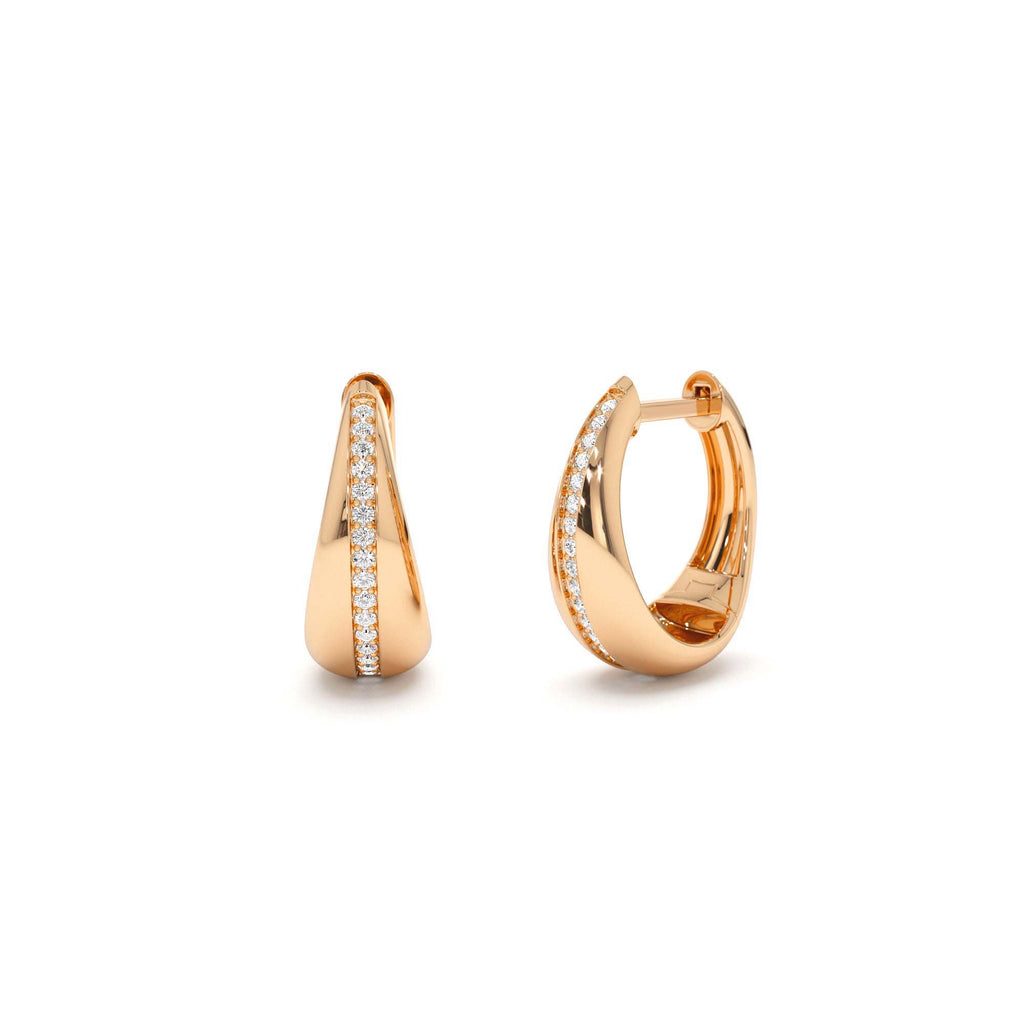 Teardrop Diamond Hoop Earrings in 14K Gold — view 4