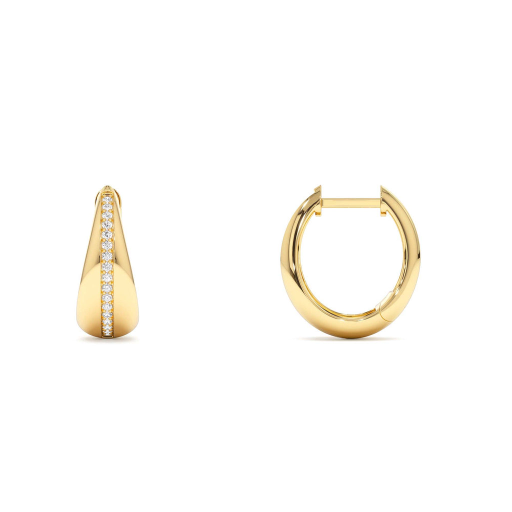 Teardrop Diamond Hoop Earrings in 14K Gold — view 2