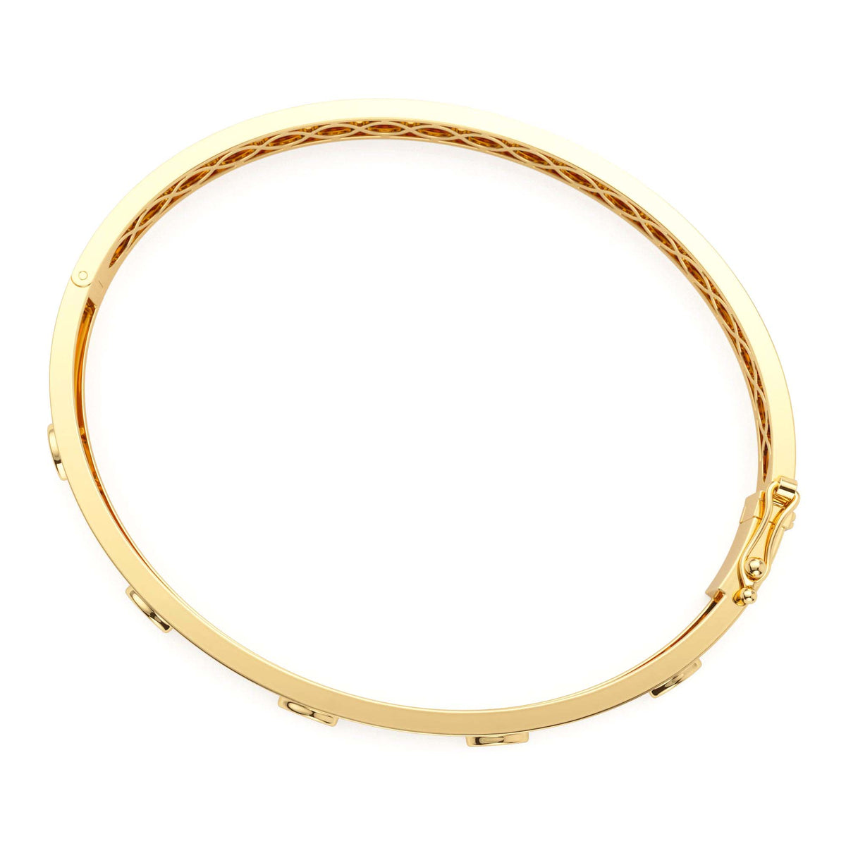 Bezel Setting Marquise Shaped Diamond Bangle in 14K Gold — view 2