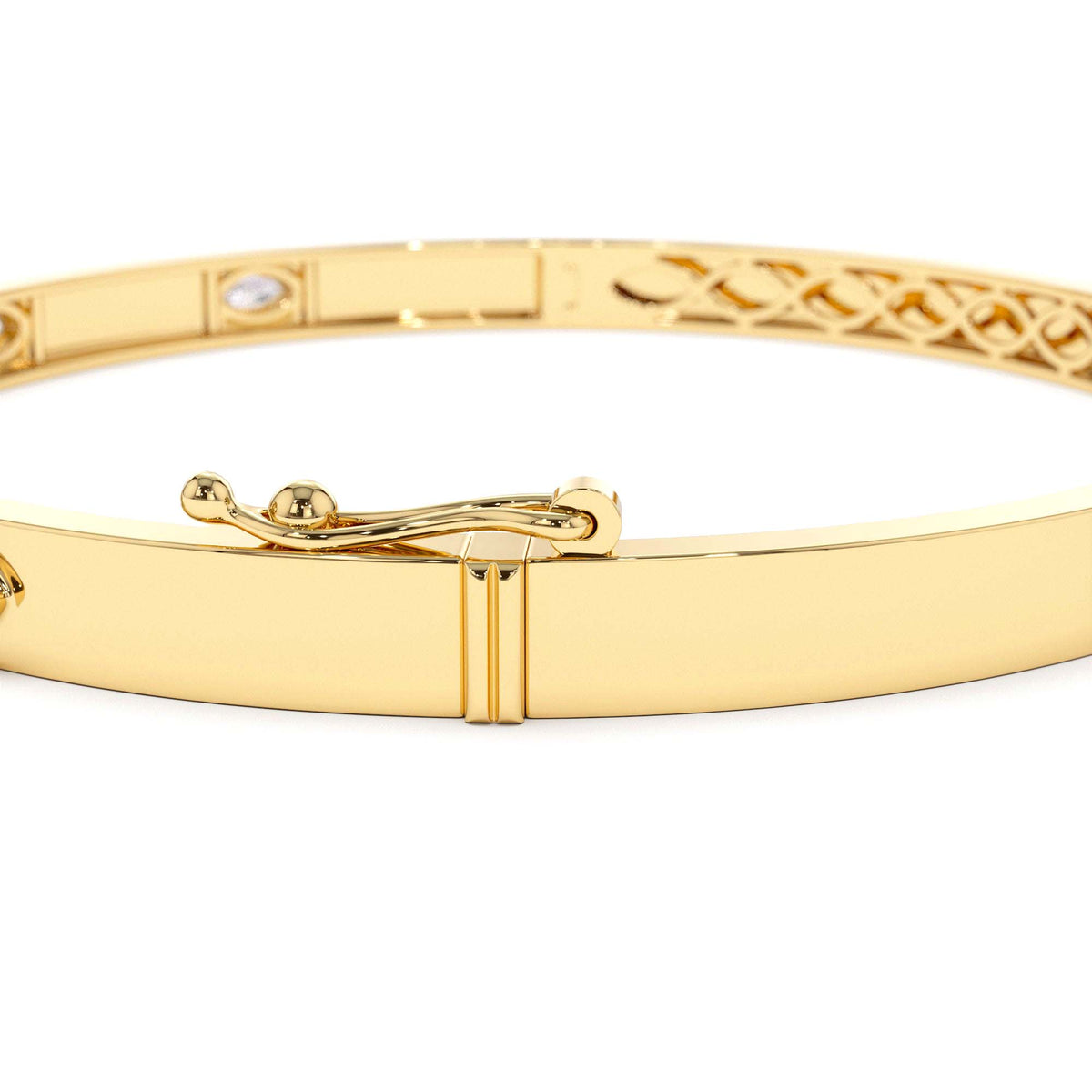 Bezel Setting Marquise Shaped Diamond Bangle in 14K Gold — view 3