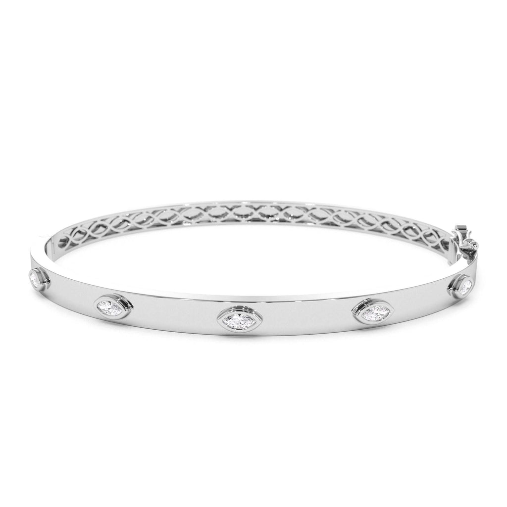 Bezel Setting Marquise Shaped Diamond Bangle in 14K Gold — view 4