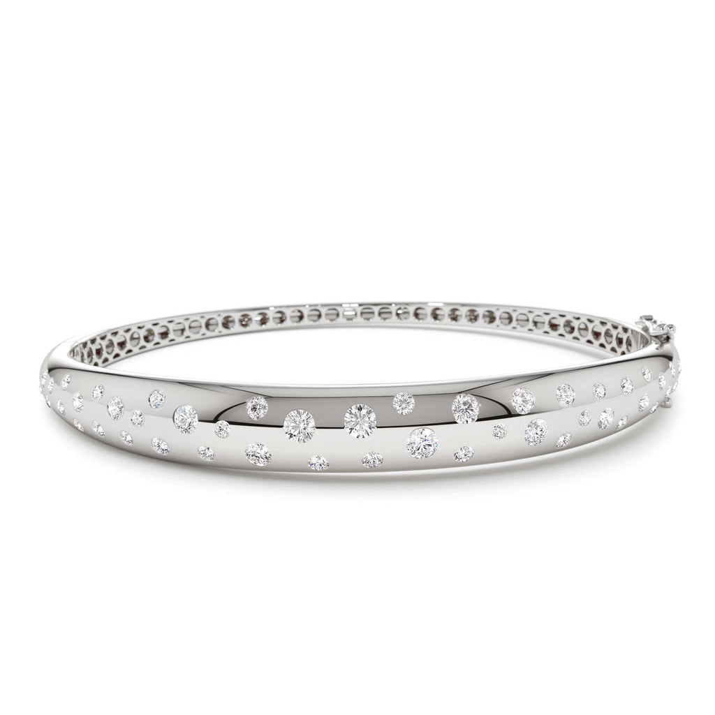 1.20ctw Dome Floating Diamond Bangle Bracelet in 14K Gold — view 3