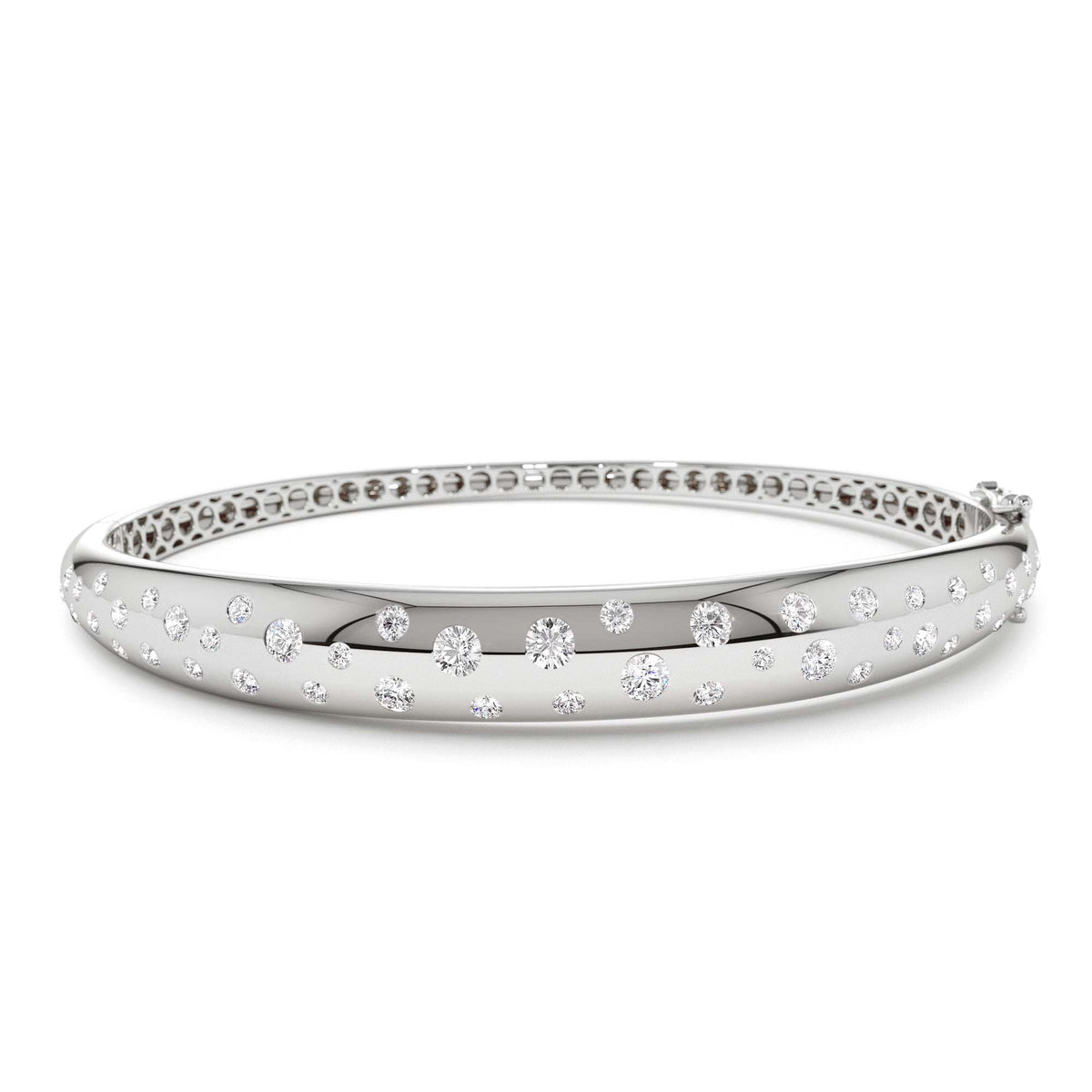 1.20ctw Dome Floating Diamond Bangle Bracelet in 14K Gold — view 3