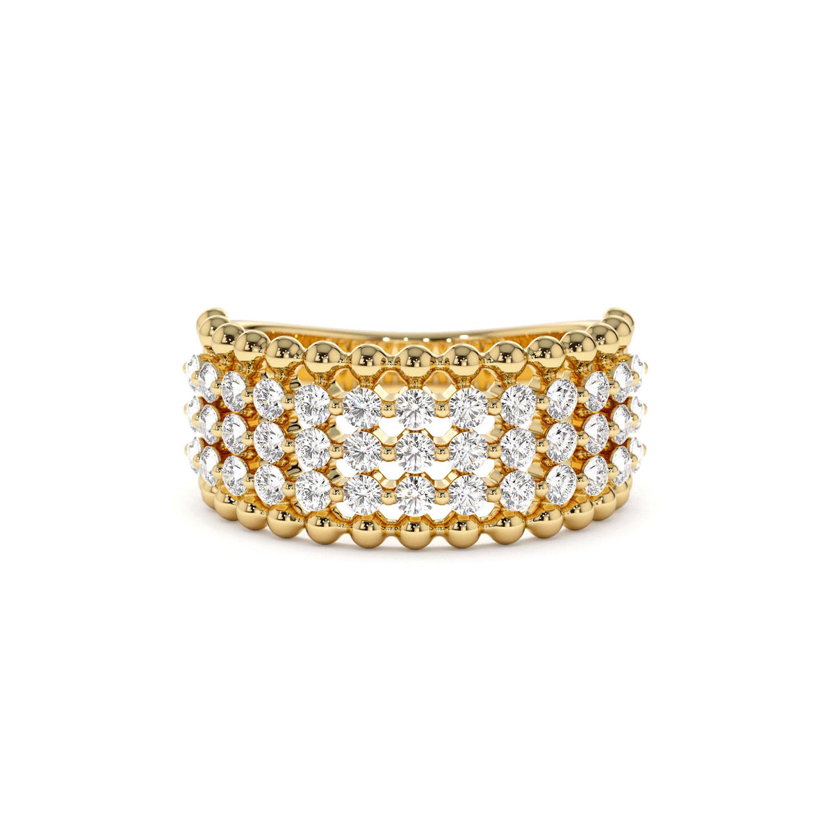 Floating Diamond Bubble Band in 14K Gold — view 1