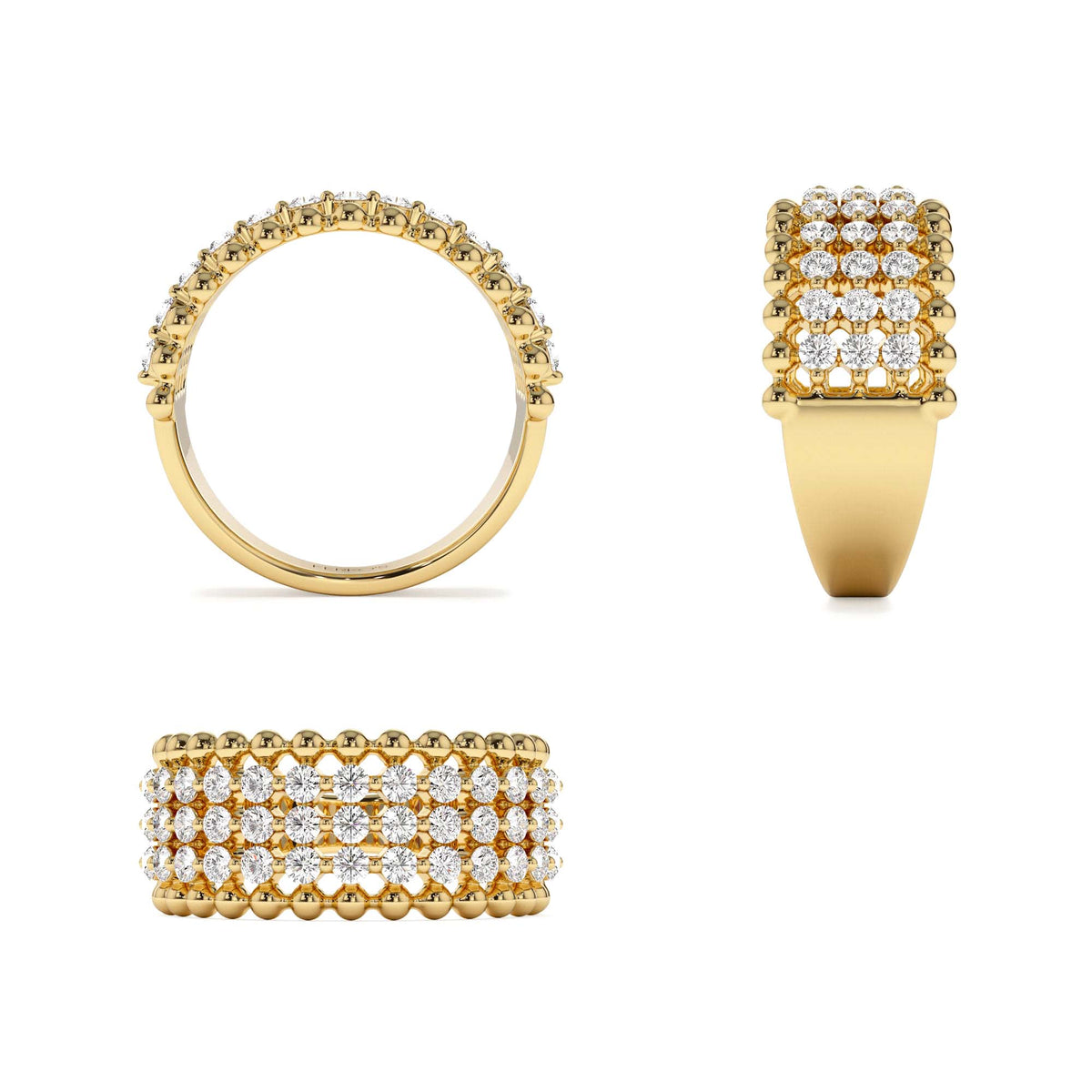 Floating Diamond Bubble Band in 14K Gold — view 3