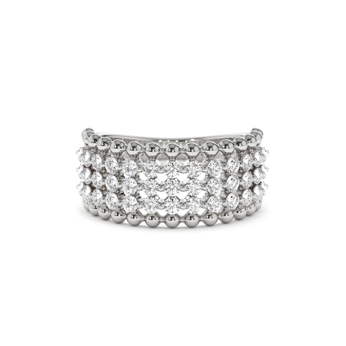 Floating Diamond Bubble Band in 14K Gold — view 4