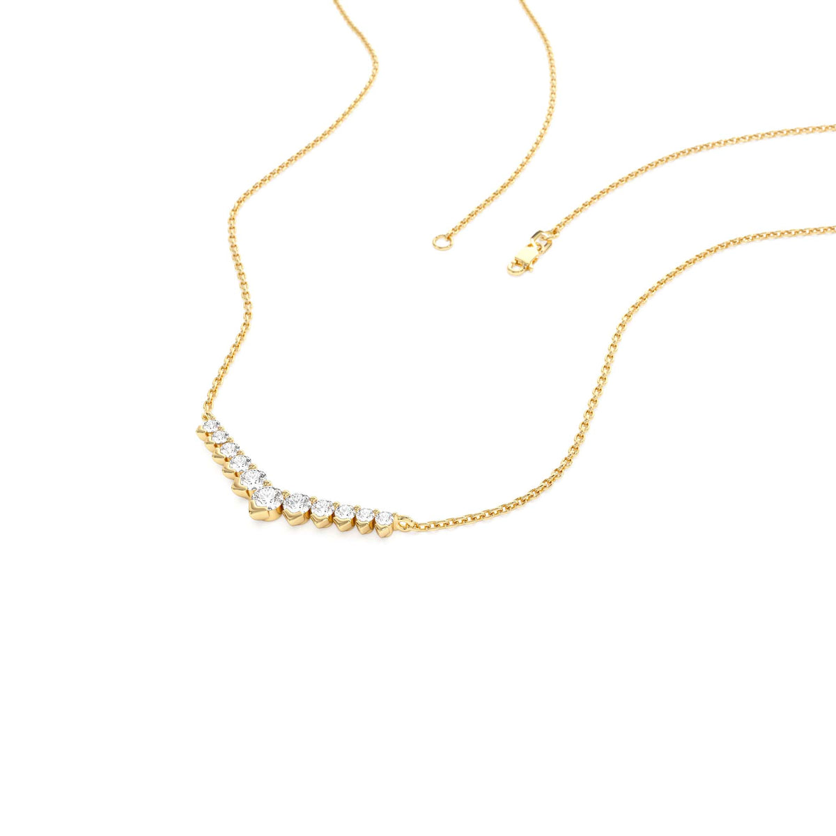 V Prong Chevron Diamond Necklace in 14K Gold — view 2