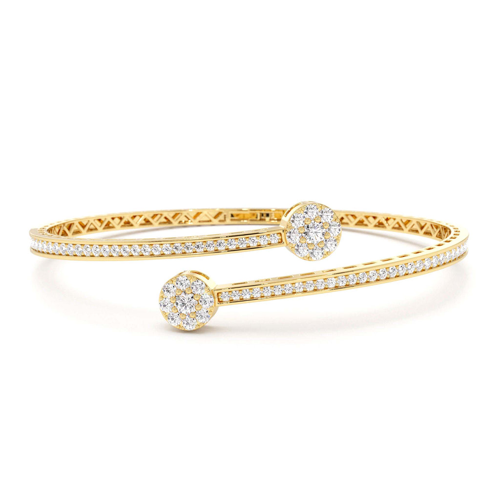 Cross Over Diamond Bangle Bracelet in 14K Gold — view 1