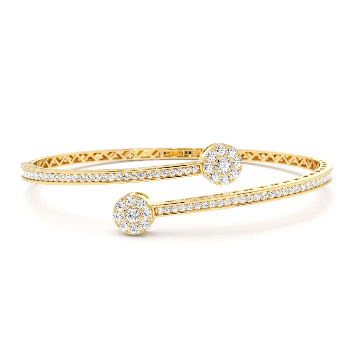 Cross Over Diamond Bangle Bracelet in 14K Gold — view 1