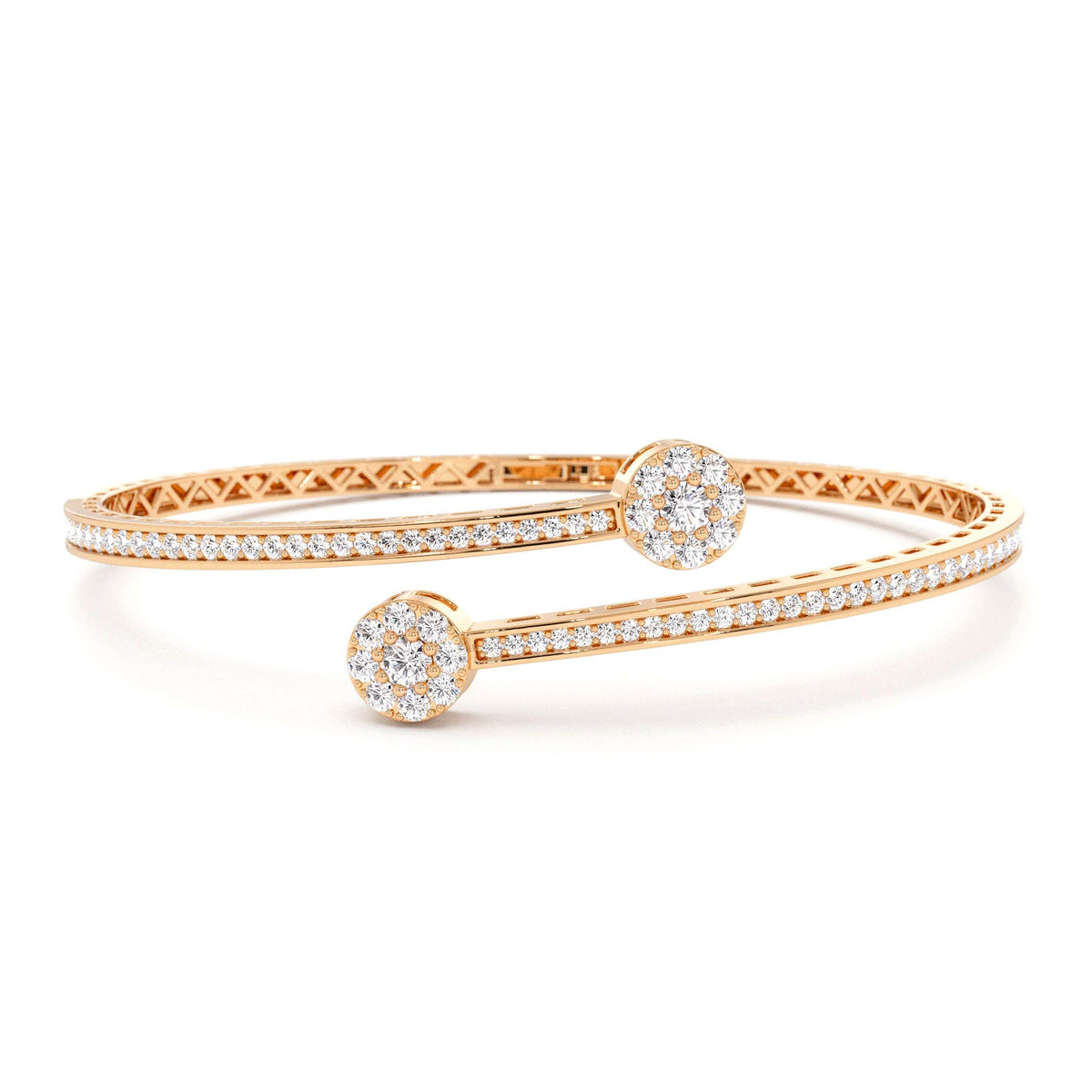 Cross Over Diamond Bangle Bracelet in 14K Gold — view 5