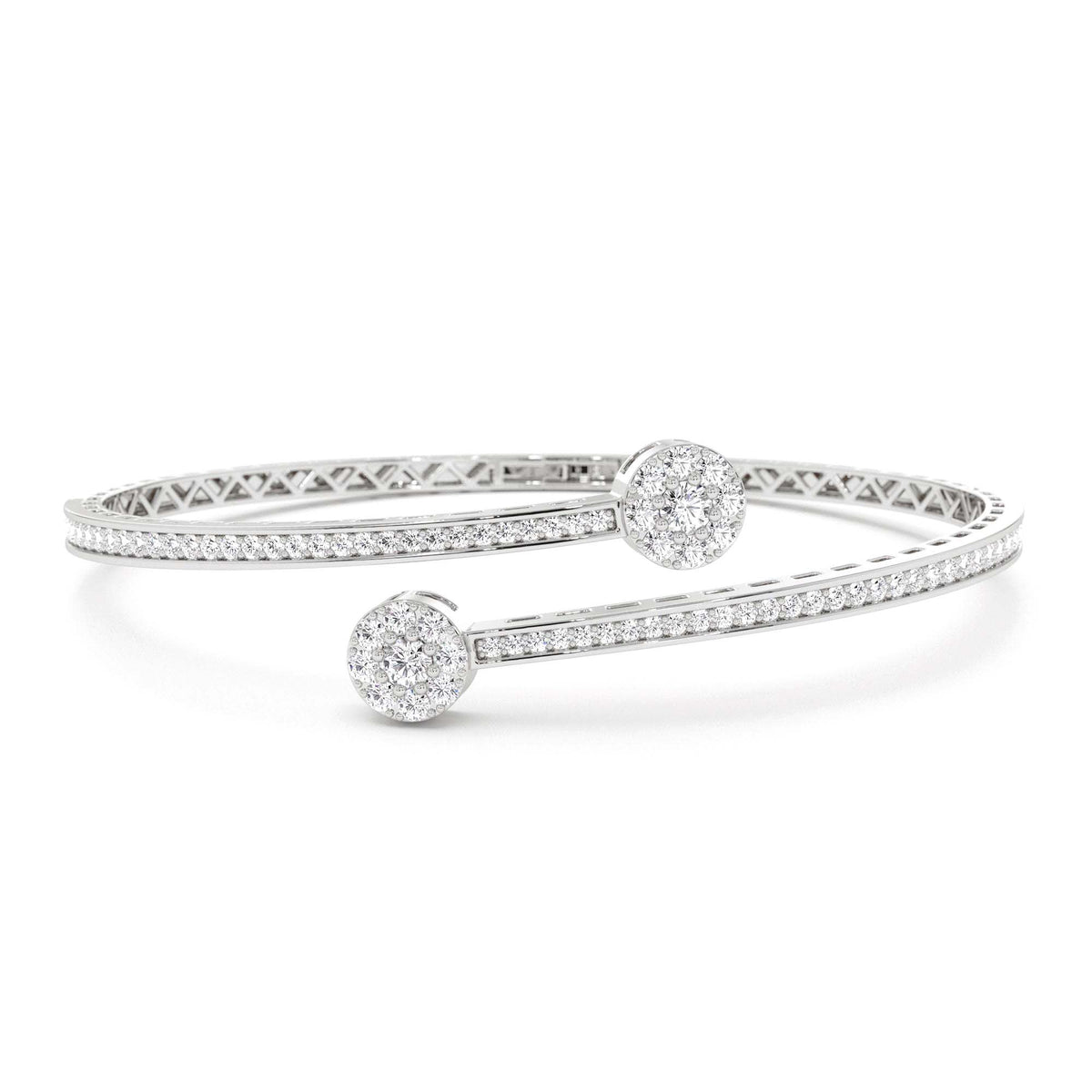 Cross Over Diamond Bangle Bracelet in 14K Gold — view 4