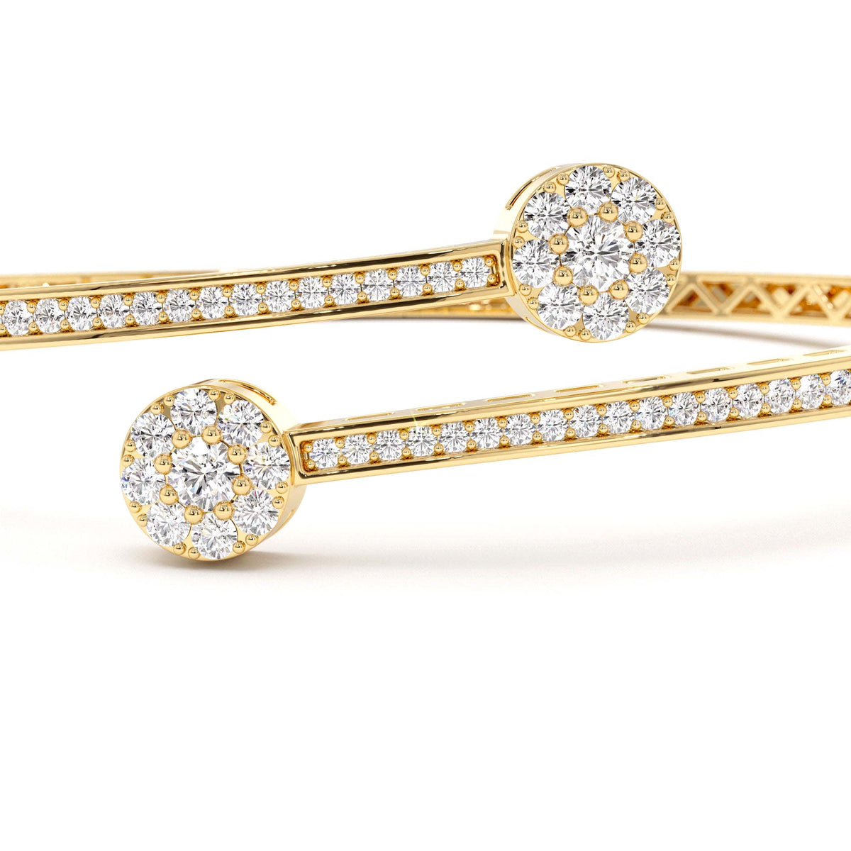 Cross Over Diamond Bangle Bracelet in 14K Gold — view 2