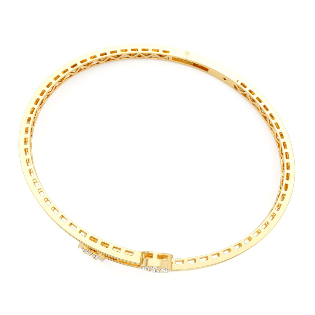 Cross Over Diamond Bangle Bracelet in 14K Gold — view 3