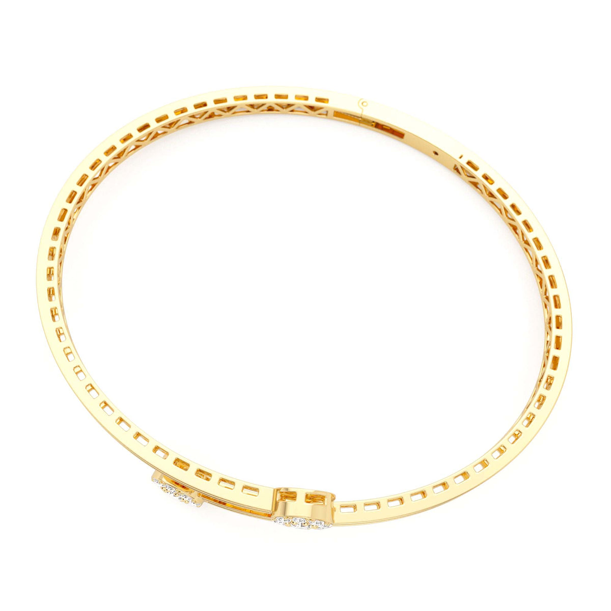 Cross Over Diamond Bangle Bracelet in 14K Gold — view 3