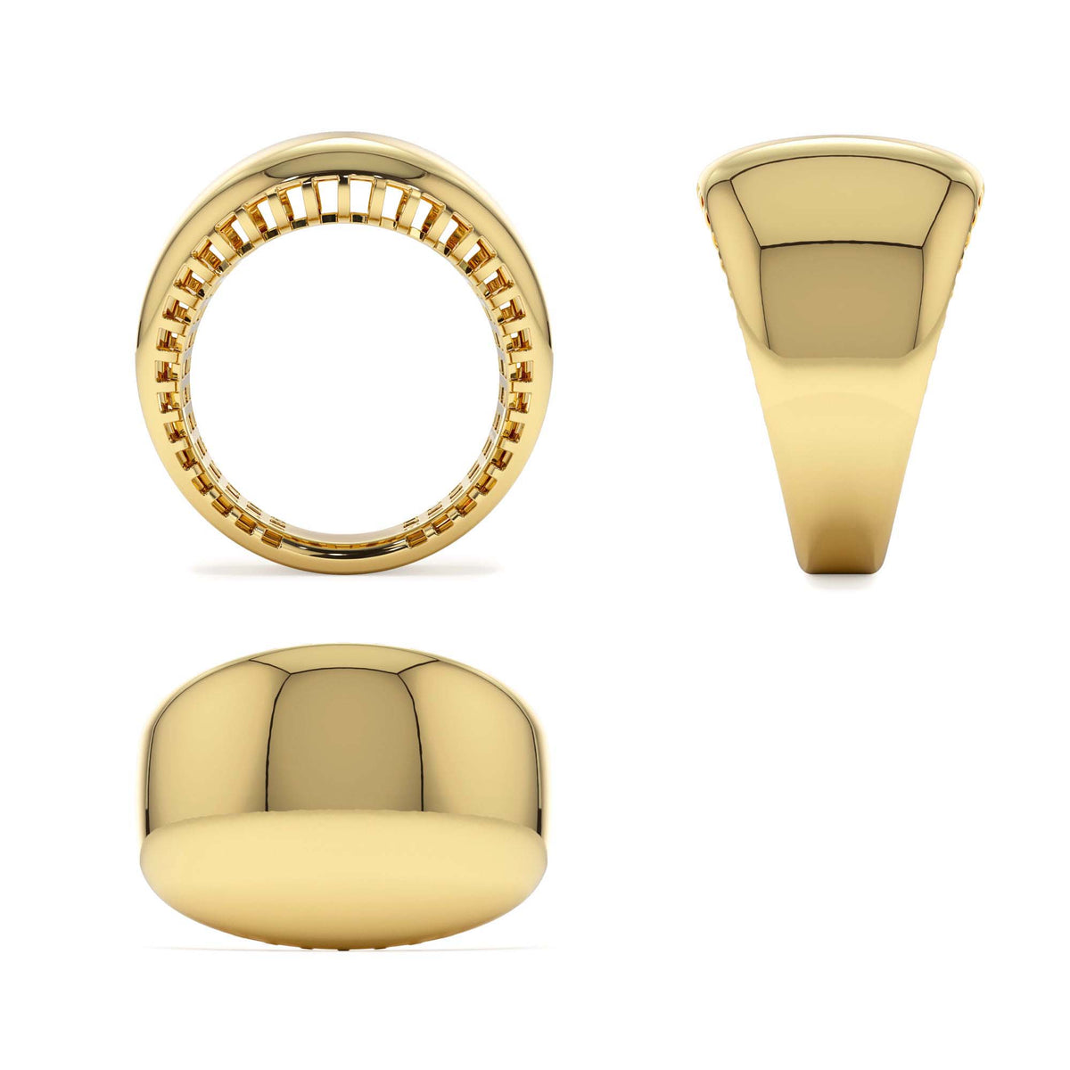 Chunky Gold Dome Graduating Statement Ring in 14K Gold — view 3