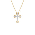 Pave Setting Gothic Diamond Cross in 14K Gold — view 1