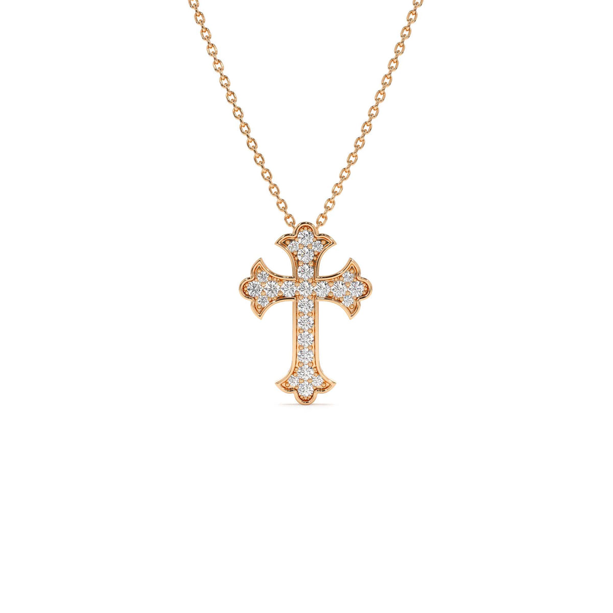 Pave Setting Gothic Diamond Cross in 14K Gold — view 3