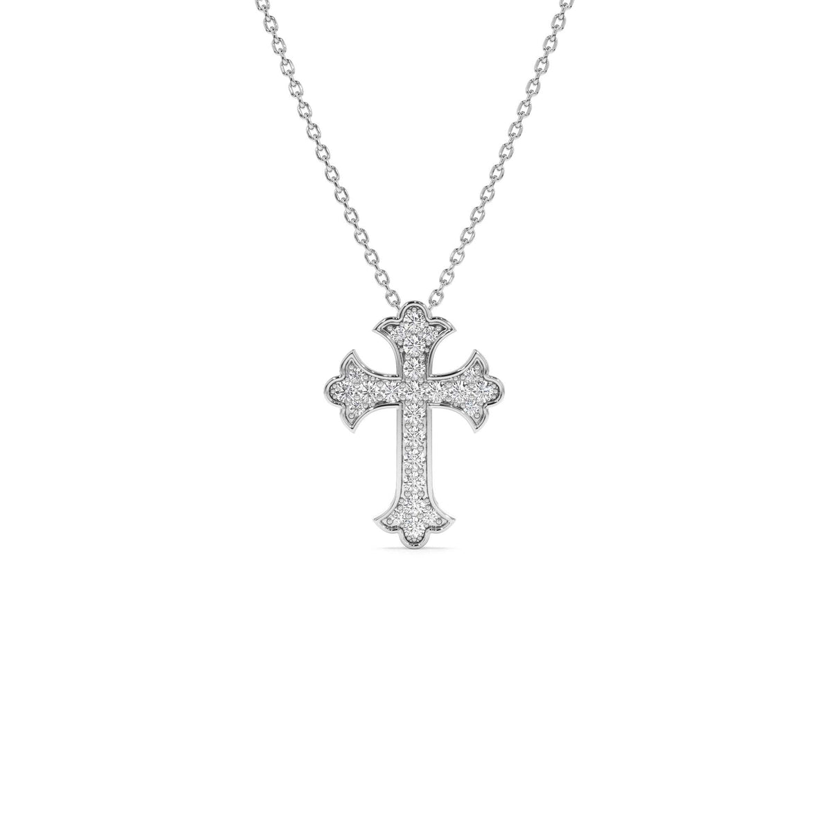 Pave Setting Gothic Diamond Cross in 14K Gold — view 2