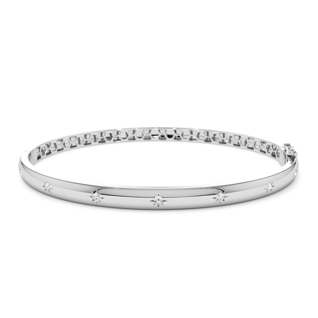 4mm Dome Star Setting Diamond Bangle Bracelet in 14K Gold — view 4