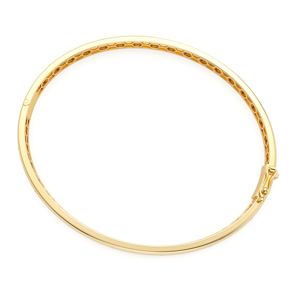 4mm Dome Star Setting Diamond Bangle Bracelet in 14K Gold — view 2